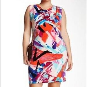 London times woman paint splash cowl neck dress